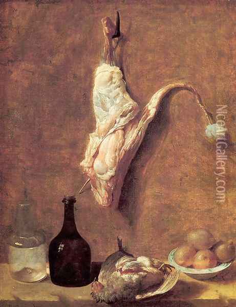 Still Life with Calf's Leg Oil Painting - Jean-Baptiste Oudry