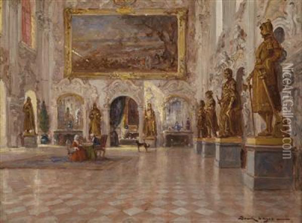 Palaceinterior With Decorative Figures Oil Painting - Lajos Bruck