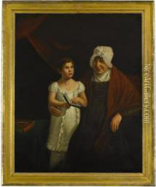 Portrait Of Little Girl And Her Grandmother Oil Painting - Sarah Miriam Peale