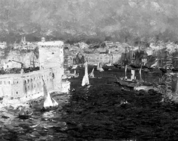 Marseille: Le Vieux Port, Vu Du Faro Oil Painting - Jean Baptiste Olive
