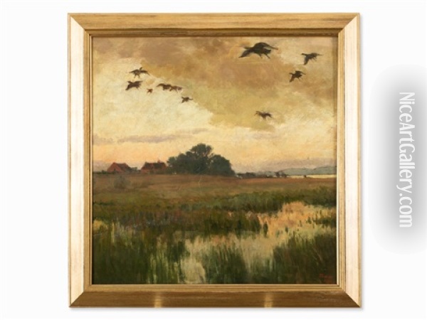 Pastureland Oil Painting - Heinrich Tomec