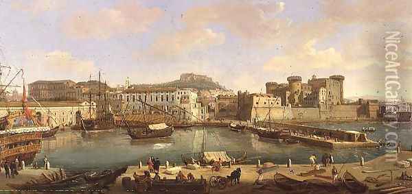 The Bay of Naples Oil Painting - Luigi Vanvitelli