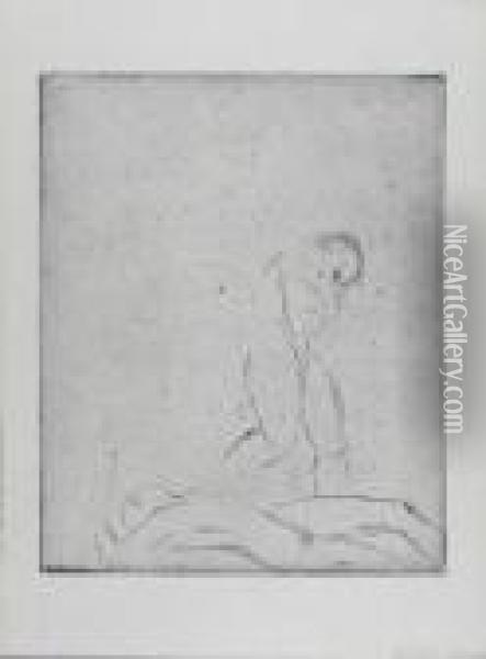 Liegender Mann, Stehende Frau, Skizze Oil Painting - Wilhelm Lehmbruck
