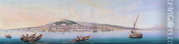 Panoramic View Of The Bay Of Naples Oil Painting - Francesco Fergola