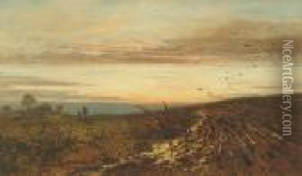 Ploughed Fields At Dusk Oil Painting - Benjamin Williams Leader