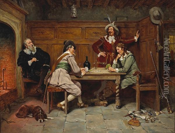 A Friendly Game Of Cards Oil Painting - Stephen Lewin