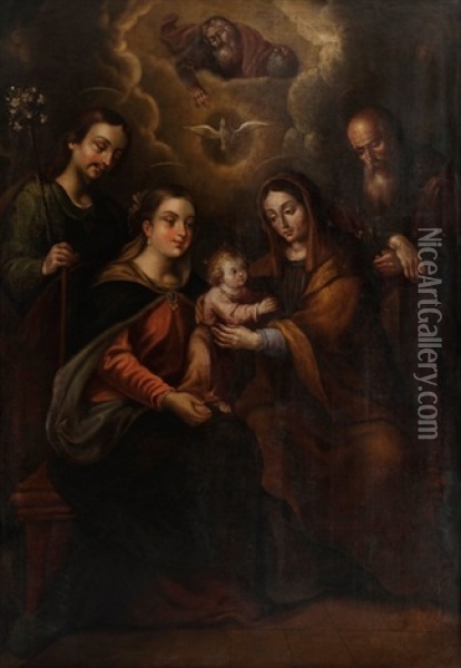 La Sagrada Familia Oil Painting - Juan Sanchez Salmeron
