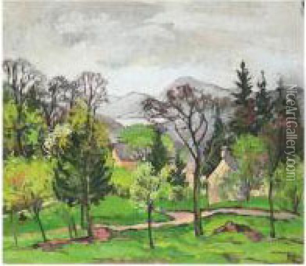 Toggenburger Berglandschaft Oil Painting - Hans Bruhlmann