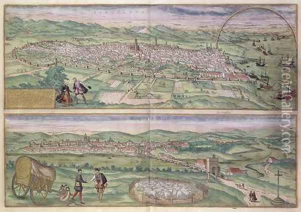 Map of Barcelona from Civitates Orbis Terrarum Oil Painting - Joris Hoefnagel