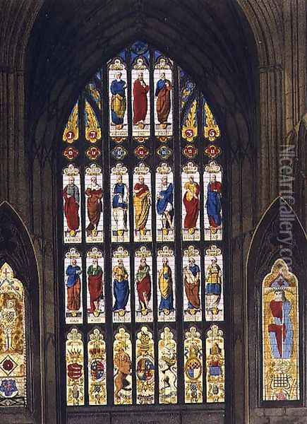 The West Windows, plate C from Westminster Abbey, engraved by J.R. Hamble (fl.1775-1825) pub. by Rudolph Ackermann (1764-1834) 1812 Oil Painting - White, William Johnstone