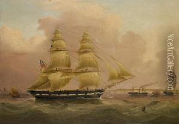 The Trading Brig Oil Painting - J. Murday
