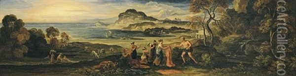 Odysseus Wird Von Nausikaa Bekleidet Oil Painting - George Augustus Wallis
