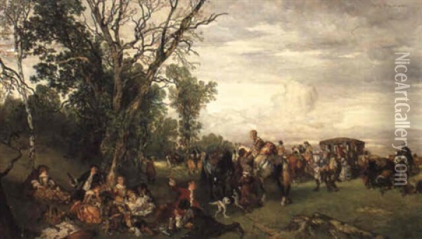 Picknick Im Grunen Oil Painting - Wilhelm Von Diez