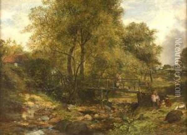 On The Water Of Leith Oil Painting - John Crawford Wintour