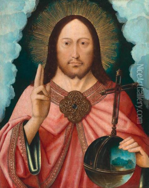 Salvator Mundi. Oil Painting - Master Of The Legend Of The Magdalene