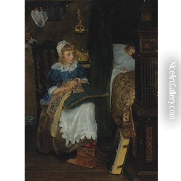 In Good Hands Oil Painting - Laura Theresa Alma-Tadema