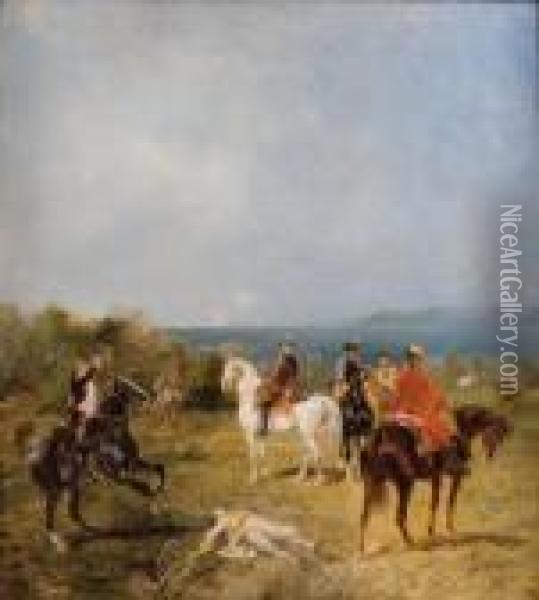 Portrait Equestre Du General De Rochambeau Oil Painting - John Lewis Brown