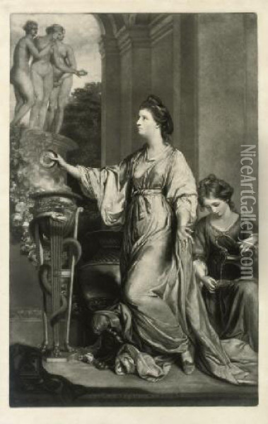 Lady Sarah Bunbury, Sacrificing To The Graces Oil Painting - Edward Fisher