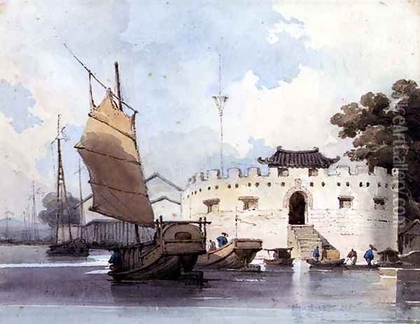 The Dutch Folly Fort off Canton Oil Painting - George Chinnery