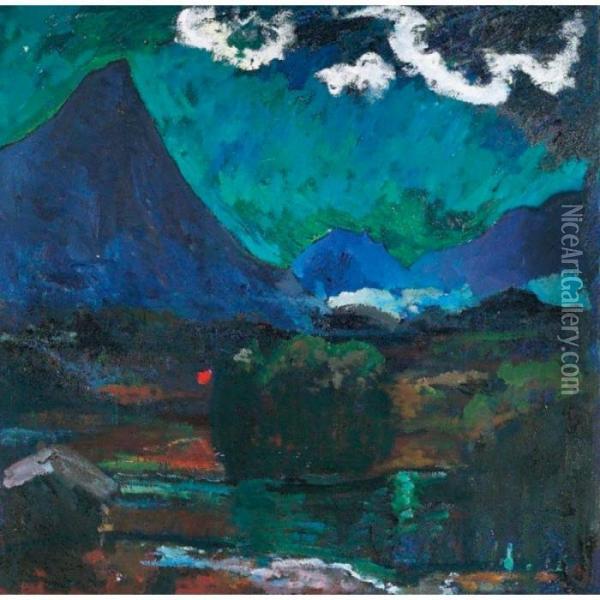 Nachtlandschaft Oil Painting - Giovanni Giacometti