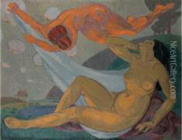 Allegorie. Oil Painting - Jules Oury, Dit Marcel-Lenoir
