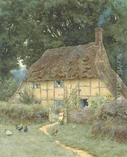 On the Brook Road, near Witley Oil Painting - Helen Mary Elizabeth Allingham