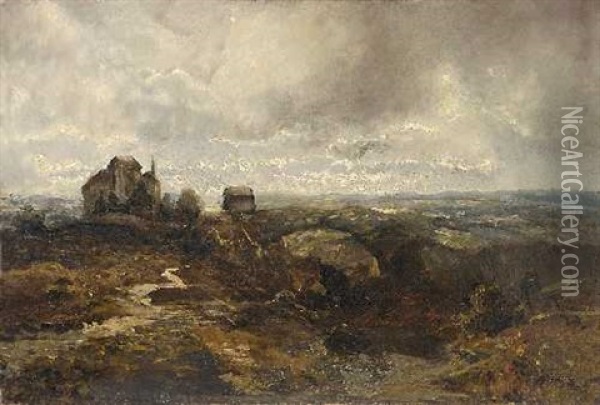 Landschaft Mit Aufziehendem Gewitter Oil Painting - Eduard Schleich the Younger