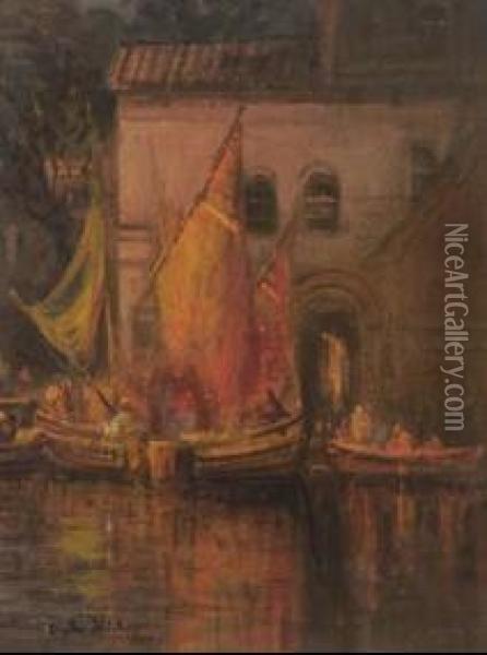 North African Port With Dhows Oil Painting - Blythe Fletcher