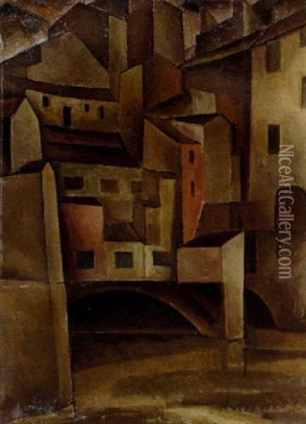 Ponte Vecchio, Florence Oil Painting - Leo Gestel