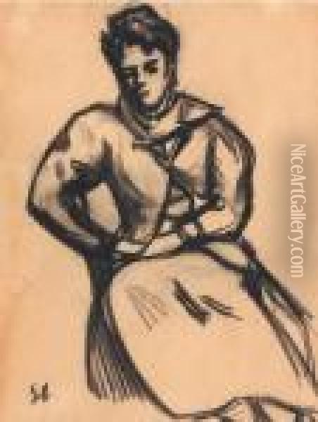 Femme Assise Oil Painting - Theophile Alexandre Steinlen