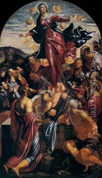 Assumption of the Virgin 2 Oil Painting - Jacopo Tintoretto (Robusti)