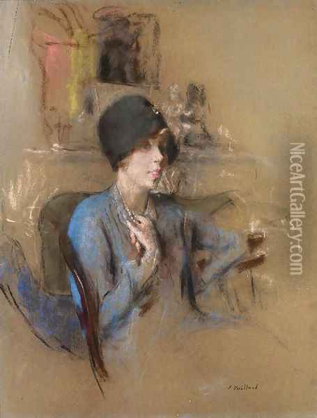 La dame en bleu au chapeau cloche Oil Painting - Jean-Edouard Vuillard