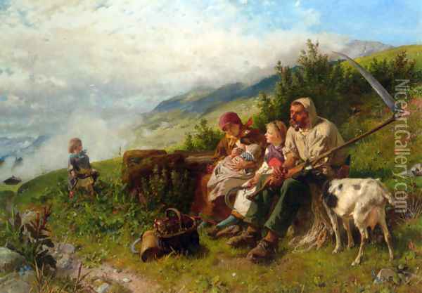 Travelers at Rest Oil Painting - Conrad Grob
