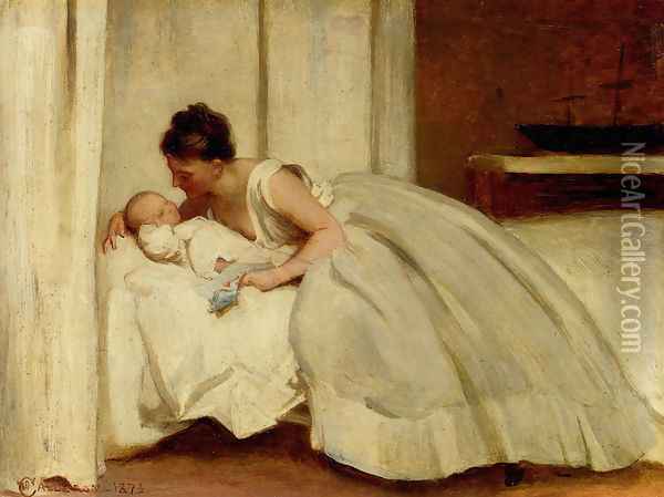 'Letter from Daddy' Oil Painting - Philip Hermogenes Calderon