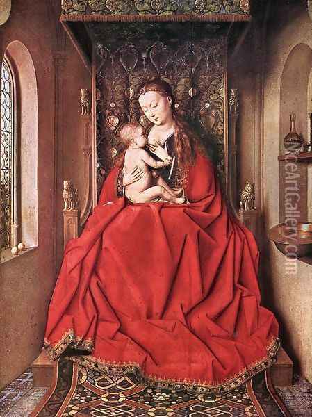 Suckling Madonna Enthroned Oil Painting - Jan Van Eyck