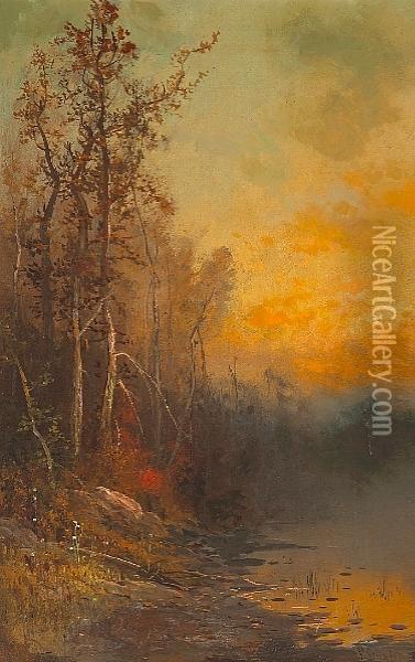 Autumn Evening In The White Mountains, New Hampshire Oil Painting - Frederick Ferdinand Schafer