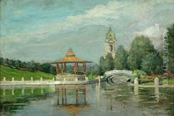 Lake Pavilion Oil Painting - Rhoda Holmes Nicholls