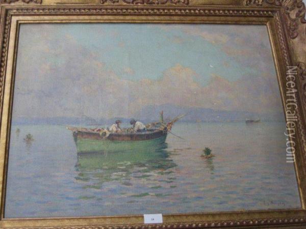 Pecheurs Dans La Rade De Toulon Oil Painting - Eugene Baptiste E. Dauphin