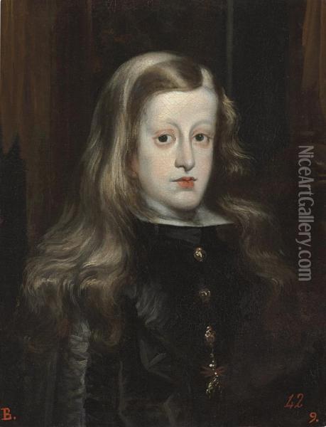 Portrait Of King Charles Ii Of Spain Oil Painting - Juan Carreno De Miranda