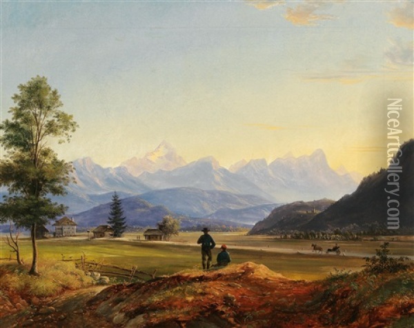 A View Of Triglav And Mittagskogel Oil Painting - Marcus Pernhart