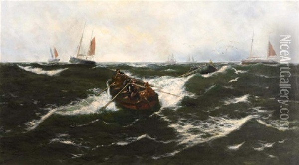 Lifeboat Crew Oil Painting - Thomas Rose Miles