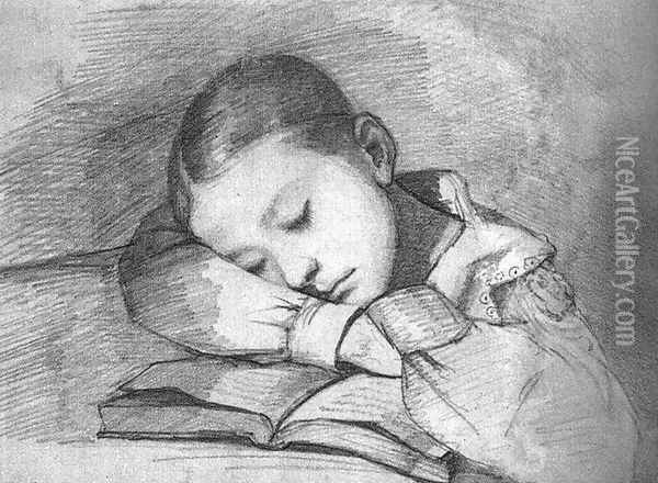 Portrait of Juliette Courbet as a Sleeping Child Oil Painting - Gustave Courbet