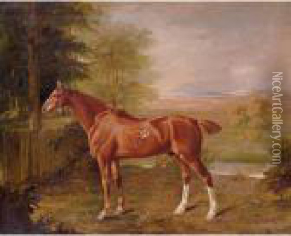 A Hunter In A Landscape Oil Painting - John Snr Ferneley