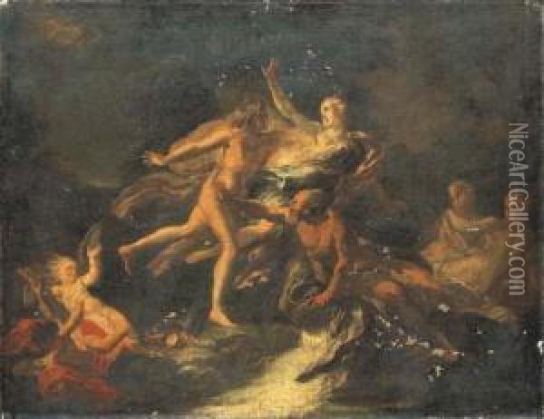 Apollo And Daphne: A Bozzetto Oil Painting - Giacomo del Po