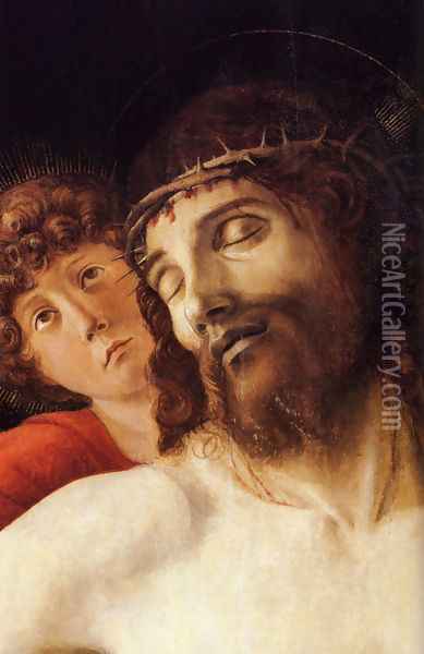 The Dead Christ Supported by Two Angels [detail] Oil Painting - Giovanni Bellini