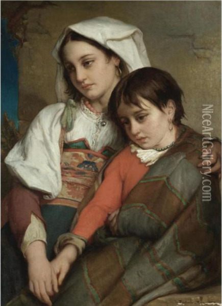 Sisters Oil Painting - Jean-Francois Portaels