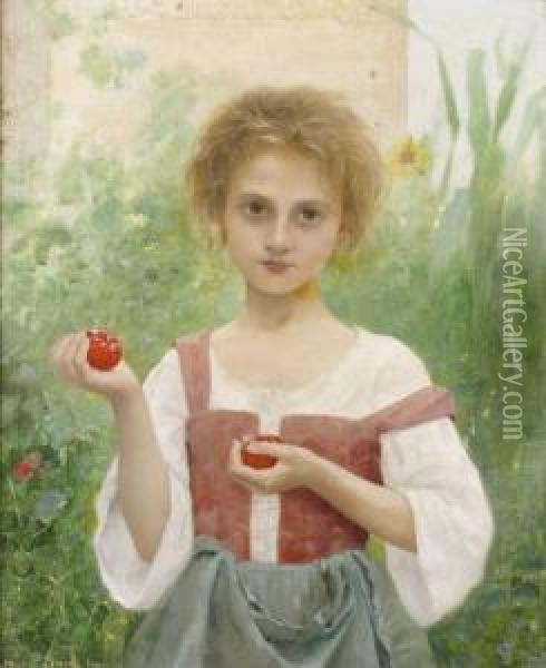 Italienisches Madchen Mit Tomaten. Oil Painting - Edouard Alexandre Sain
