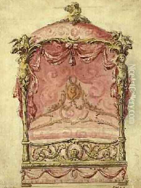 English Design for a Grand Bed 1760 Oil Painting - John Linnell