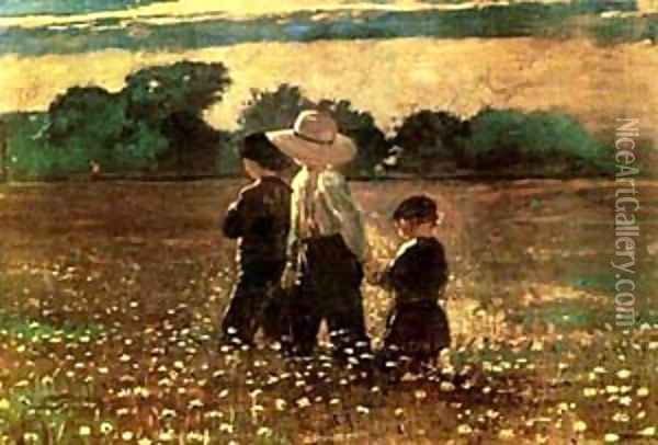 In the Mowing Oil Painting - Winslow Homer