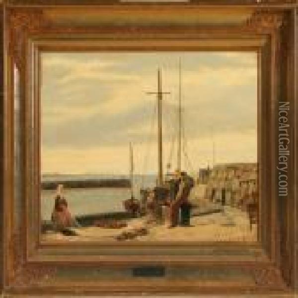 Scenery From A Harbour Oil Painting - Christian Eckardt